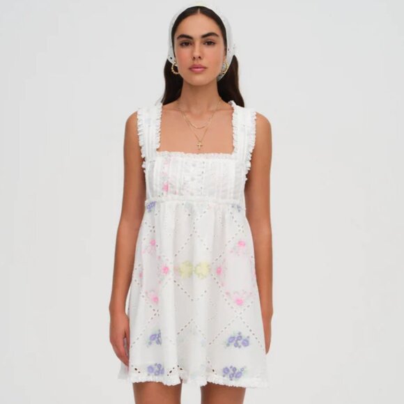 For Love And Lemons Dresses & Skirts - FOR LOVE & LEMONS Andrea Embroidered Mini Floral Dress NWT